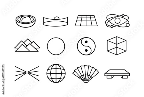 Enlightened Perspective. Line icon set of Enli