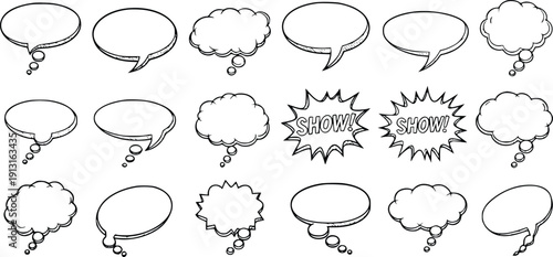 Speech Bubbles Collection Isolated on Transparent Background