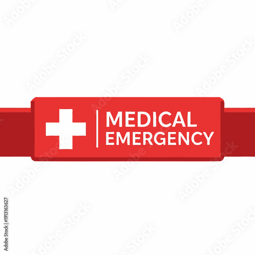 Red Medical Emergency Sign with White Cross