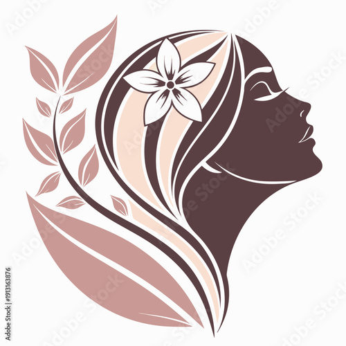 Elegant spa logo featuring a stylized woman s face representing beauty wellness and relaxation for a modern brand identity