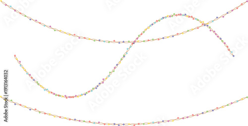 Colorful pixel lines abstract curved digital data stream graphic element isolated on transparent background