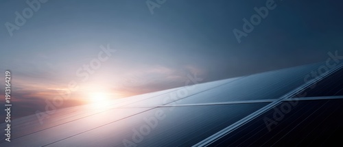 Panel kuchenny z motywem solar panel cells on dramatic sunset sky background, alternative power concept