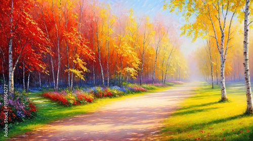 An autumn trees with orange...