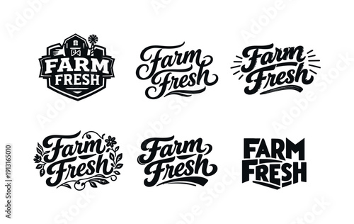 Vintage farmhouse lettering. Set lettering. harmonious lettering variations of the same emblematic concept, each with different artistic