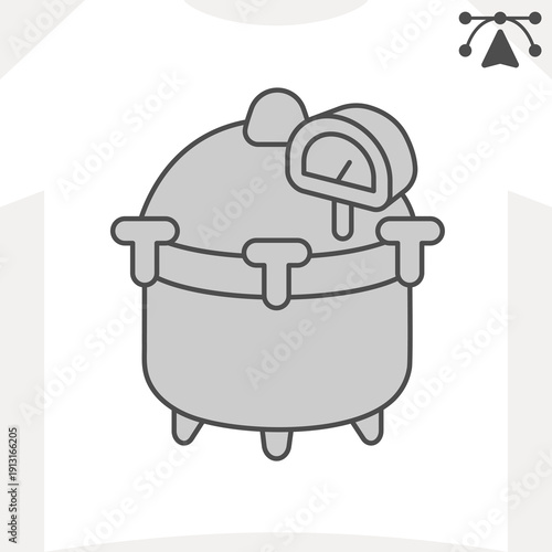 Compressed air container isometric icon, oxygen air concept. Vector graphics. Propane cylinder, high pressure gas cylinder sign and editable stroke, outline style icon for mobile or web design.