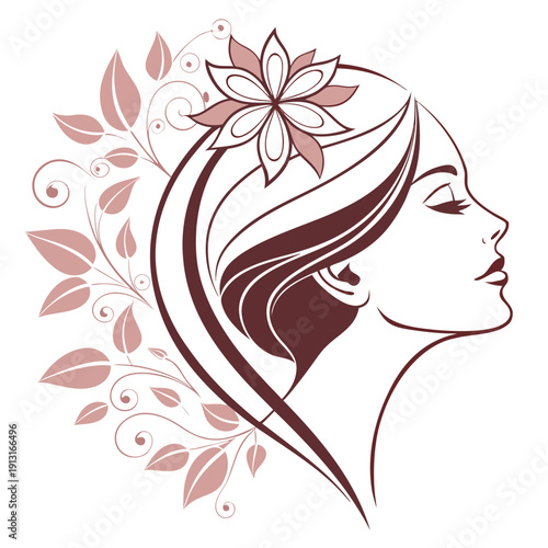 Elegant logo design featuring a woman s face silhouette perfect for beauty salons spas and wellness centers seeking a modern