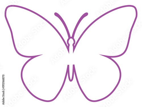 Simple magenta butterfly outline drawing graphic