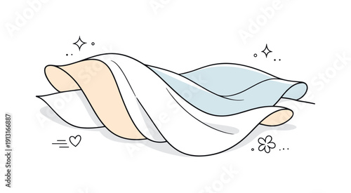 Cotton fabric folds. Soft flowing curves and overlapping shapes suggesting light fabric gently draped, creating a sense of comfort and calm.