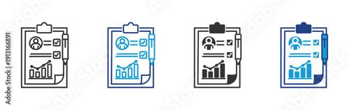 performance & evaluation icon set multiple style collection	
