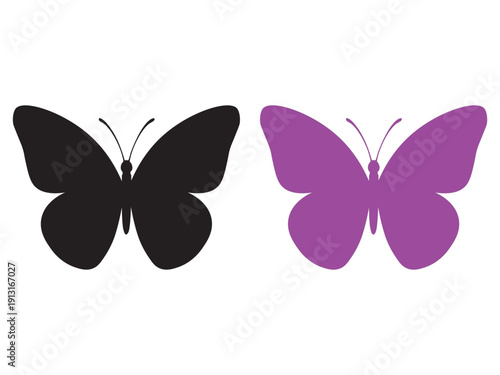 Black and purple butterfly silhouette icons