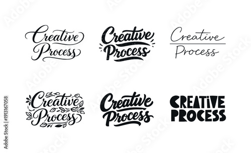 Creative process lettering. Set lettering. harmonious lettering variations of the same emblematic concept, each with different artistic
