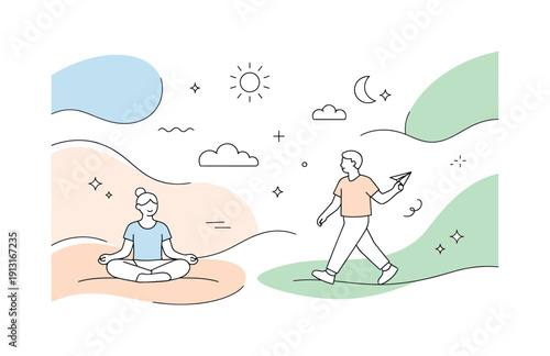 Dreamy textures background concept. Smooth curves and soft shapes interact gently, suggesting harmony and flow. The illustration feels