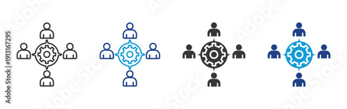 employee management  icon set multiple style collection	
