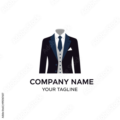 Formal Business Suit with Tie and Pocket Square.