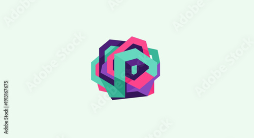 Colorful abstract hexagon shape logo design.