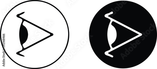 eye side black white line icon set vector illustration design logo image