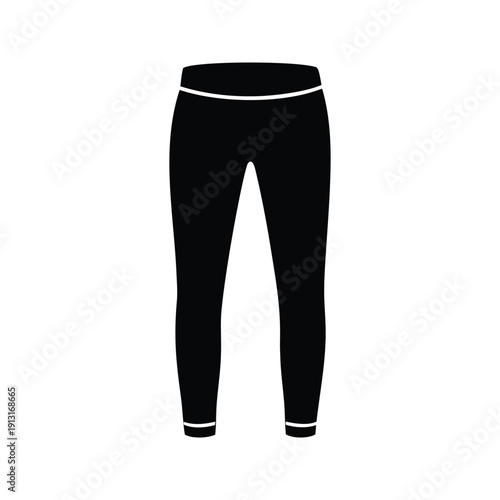 Black and white black leggings with white stripes silhouette vector illustration, fleecelined leggings silhouette vector illustration