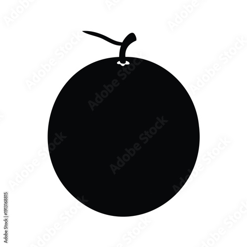 Silhouette of a black plum with a stem, elegant vector illustration design, honeydew silhouette vector illustration
