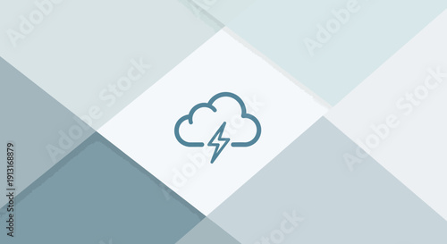 Stormy weather cloud with lightning icon.