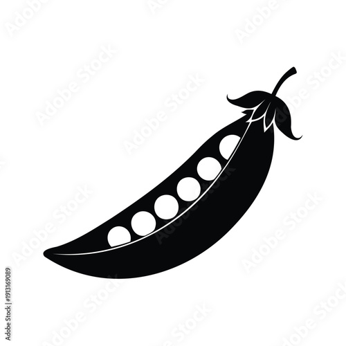 Silhouette of a pea pod with peas inside, elegant vector illustration, peas silhouette vector illustration