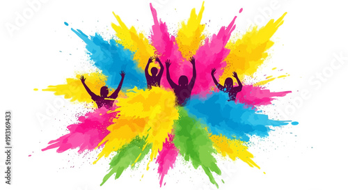 Colorful Splatter Dance Silhouettes.