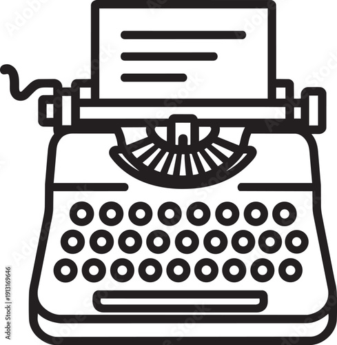 Classic mechanical typewriter icon for retro journalism and creative writing authors