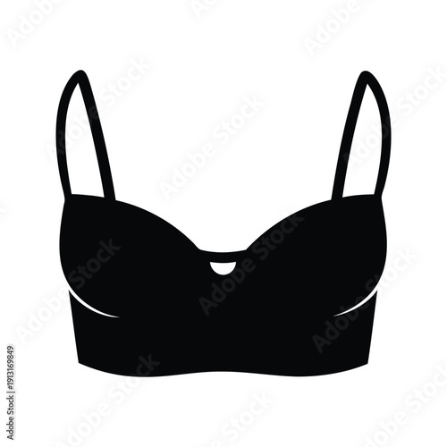 Elegant black and white bra silhouette vector illustration showcasing a minimalist design, strapless bra silhouette vector illustration