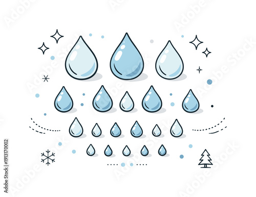 Frozen droplets texture. Close-up inspired composition with small icy drops arranged neatly, conveying cold air and winter calm. Minimal and