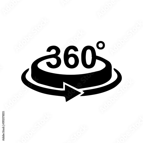 360 Degree View Icons, Rotation and Spin Symbols