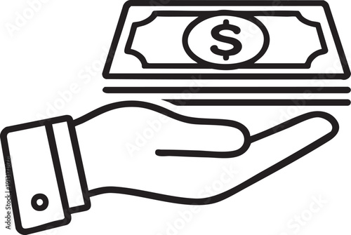 Hand giving money icon