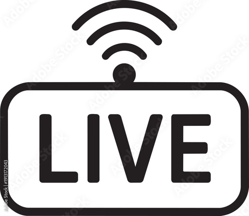 Live broadcasting symbol icon with wifi signal for streaming media content
