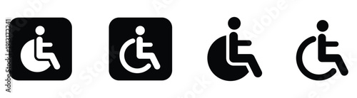 Disability accessibility icons set flat design vector illustration isolated on dark background