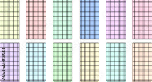 Subtle checkered paper backgrounds in soft yellow, pink, and green, ideal for a delicate design touch