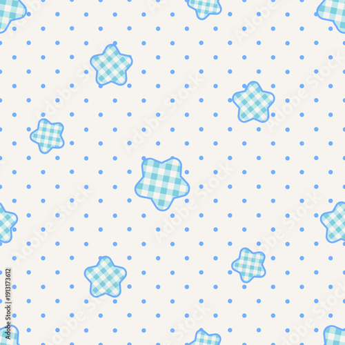 Seamless vector pastel star pattern on dot line. Sky texture for clothing, textiles, card, stationery, phone cases, paper gifts, wallpaper, background, wrapping, fabric, cover.