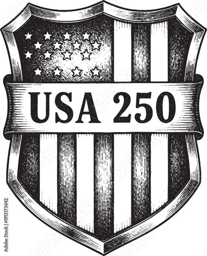 American Independence 250th Anniversary Vintage Engraved Vector Design