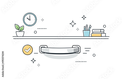 Image Generation. Furniture detail concept. A drawer handle shown in a calm interior context, expressing practicality, order, and thoughtful design. Minimalist