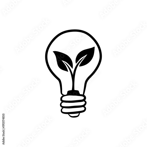Green Energy Innovation Concept with Plant Inside Light Bulb