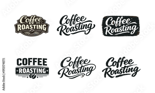 Coffee roasting lettering. Set lettering. harmonious lettering variations of the same emblematic concept, each with different artistic