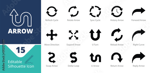 Arrow Icons Set – Solid Navigation Direction UI Vector Pack