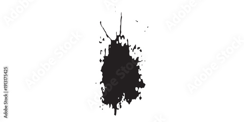 Abstract black ink blot or paint splash on a white background.