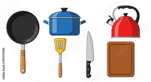 Kitchen Utensils and Cooking Equipment Set.