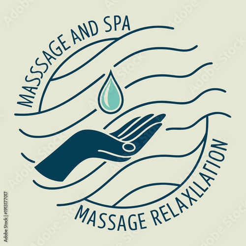 Serene spa logo featuring gentle hands and flowing lines symbolizing relaxation wellness and therapeutic massage treatments for ultimate peace