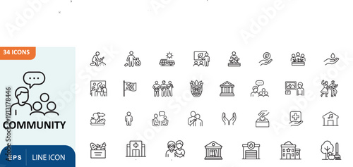 Community icons and symbols for social interaction and communication