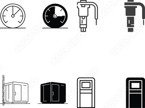 Gas Station Icons and Fuel Meter Concepts