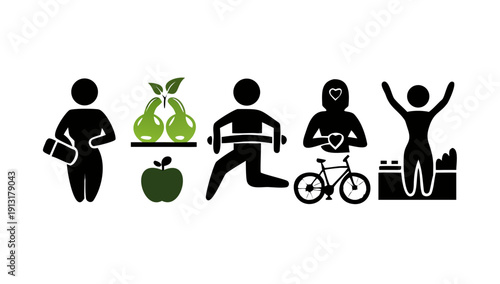 Fitness, Healthy Lifestyle, and Wellness Vector Icon Set .vector icons