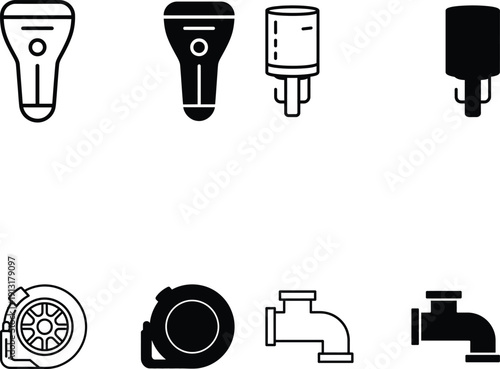 Industrial Pipe Fittings and Valves Icons
