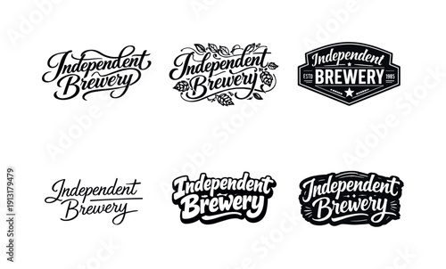 Creative Brewery Lettering. Independent brewery lettering. Set lettering. harmonious lettering variations of the same emblematic concept, each with different