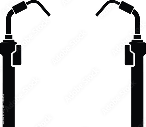 Blow Torch Welding Tool Vector Illustration Set, Gas Soldering Burner Equipment Silhouettes Isolated on Light Background for Industrial Design