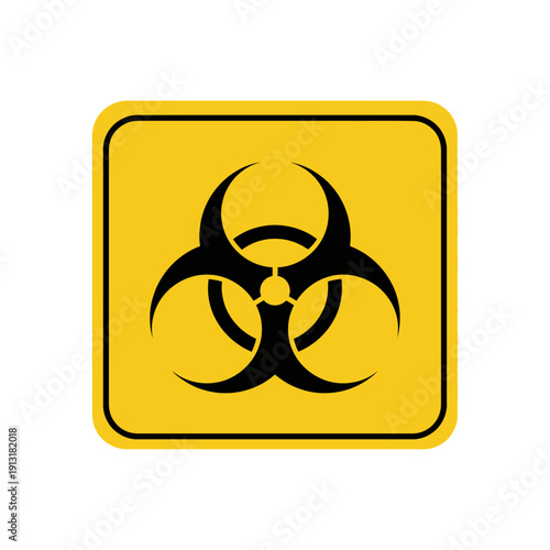 Biohazard Symbol on Yellow Warning Sign