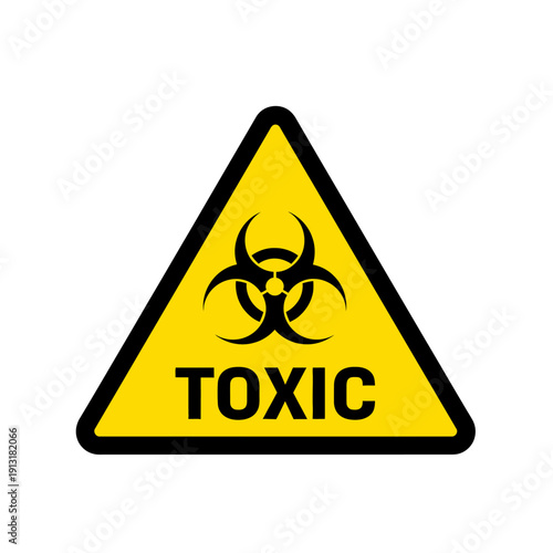 Biohazard Toxic Warning Sign - Yellow Triangle Symbol with Black Text